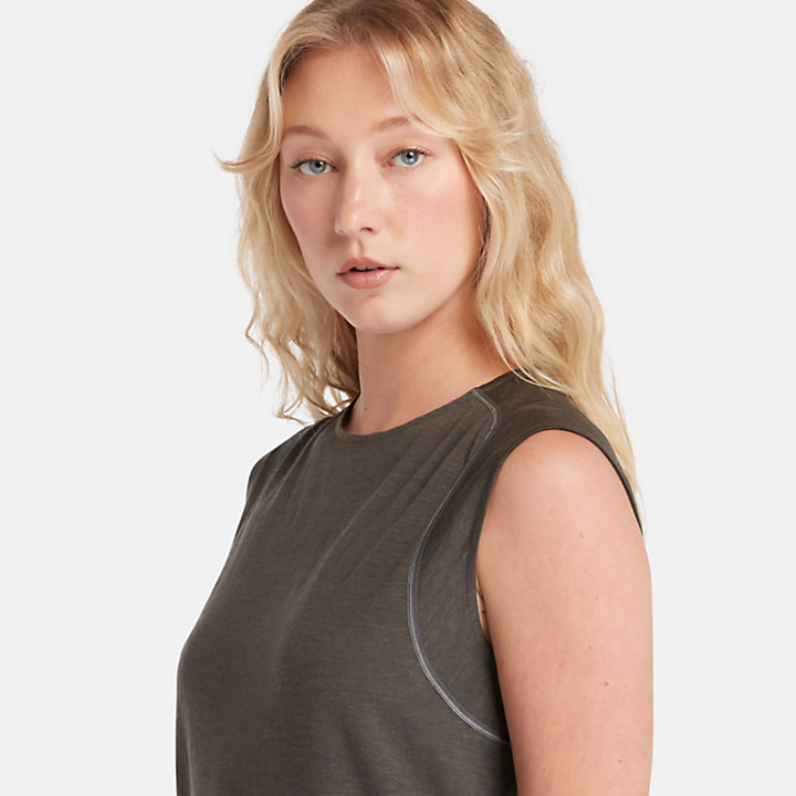 Camiseta sin mangas de lana merina Timberland® x Icebreaker® para mujer en gris oscuro-