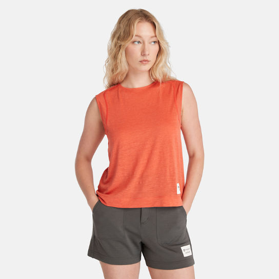 Camiseta sin mangas de lana merina Timberland® x Icebreaker® para mujer en naranja | Timberland