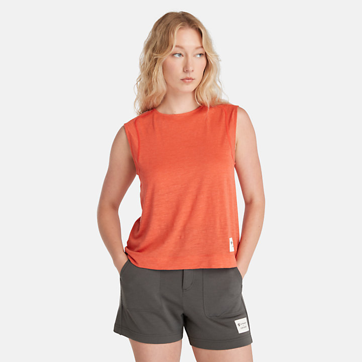 Camiseta sin mangas de lana merina Timberland® x Icebreaker® para mujer en naranja-