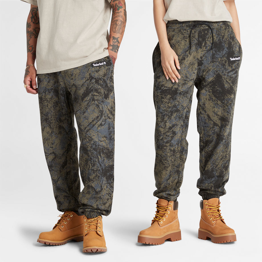 Timberland All Gender All-over Printed Mountains Sweatpants In Camo Camo Unisex, Size XL