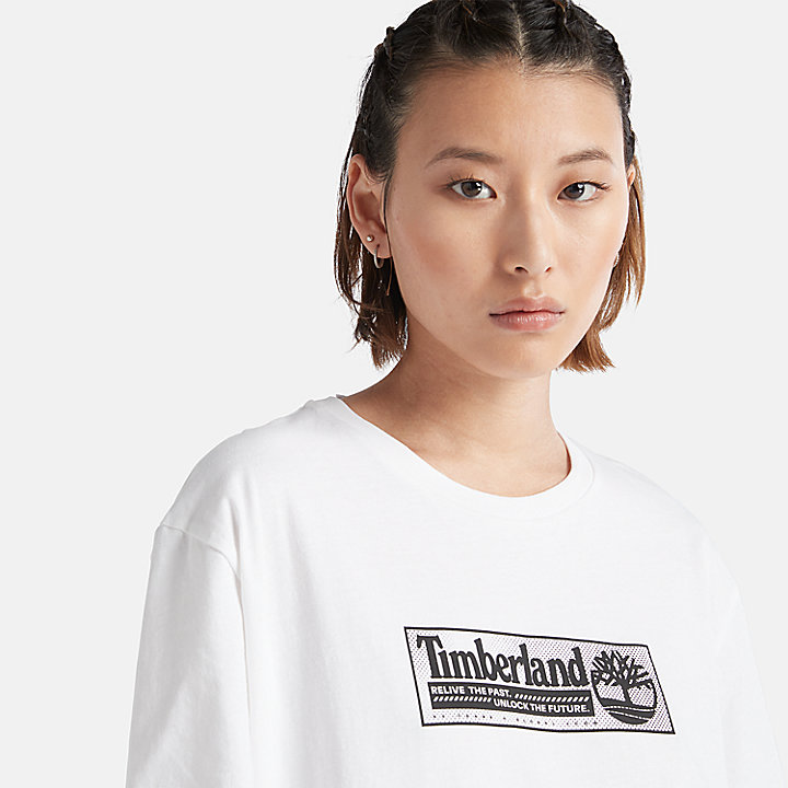 Camiseta con estampado gráfico de cómic unisex en blanco