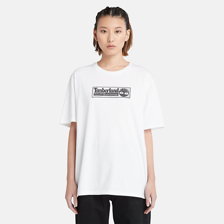 Uniseks T-shirt met stripprint wit-