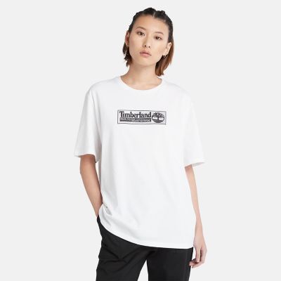 Uniseks T-shirt met stripprint wit | Timberland