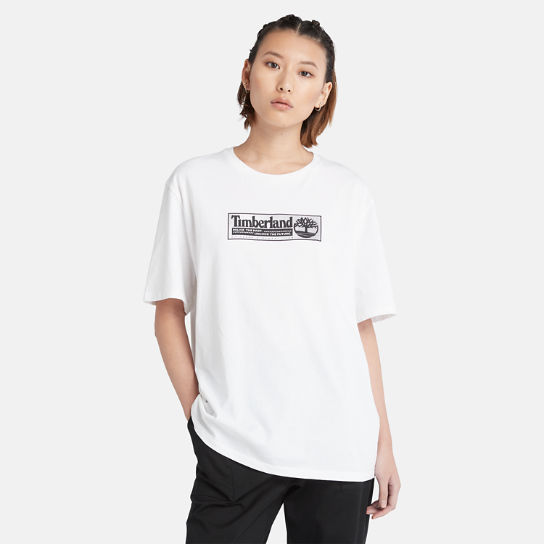 Camiseta con estampado gráfico de cómic unisex en blanco | Timberland