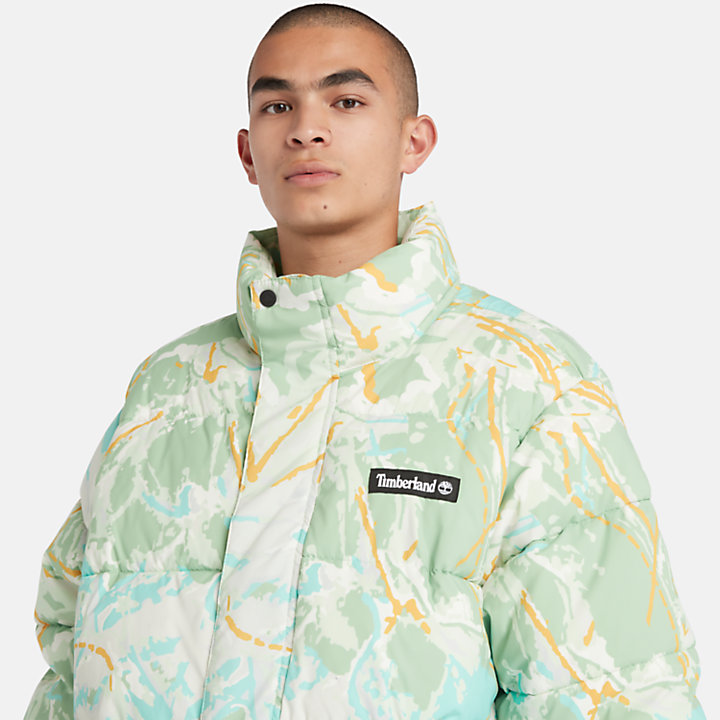 Ski School Printed Puffer Jacket for Men in Multicoloured-