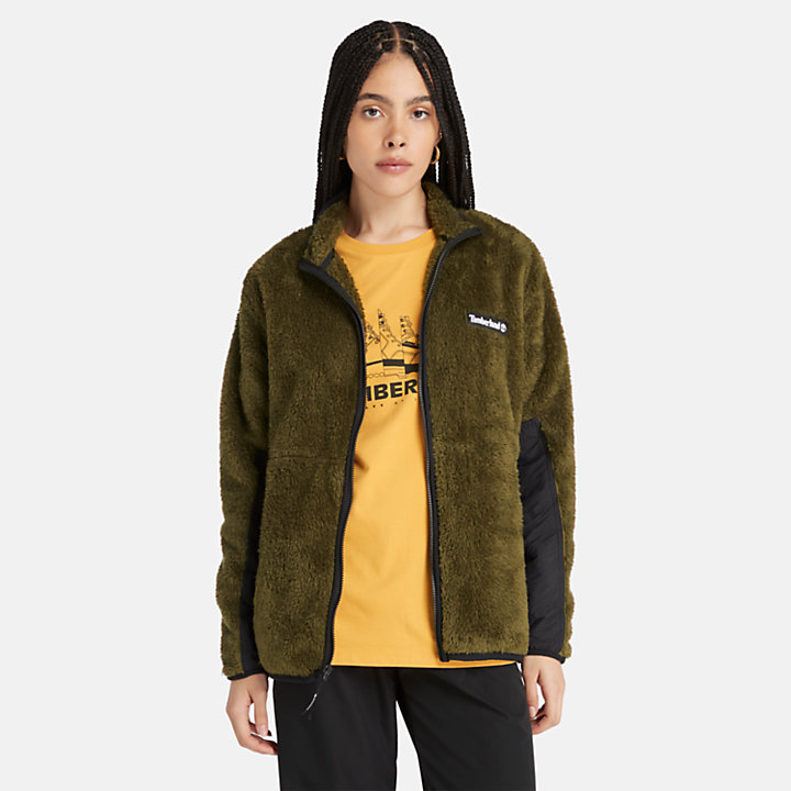 All Gender High Pile Fleece Jacket in Green-