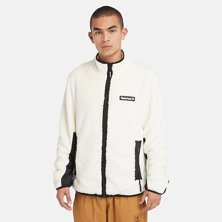 All Gender High Pile Fleece Jacket in White-