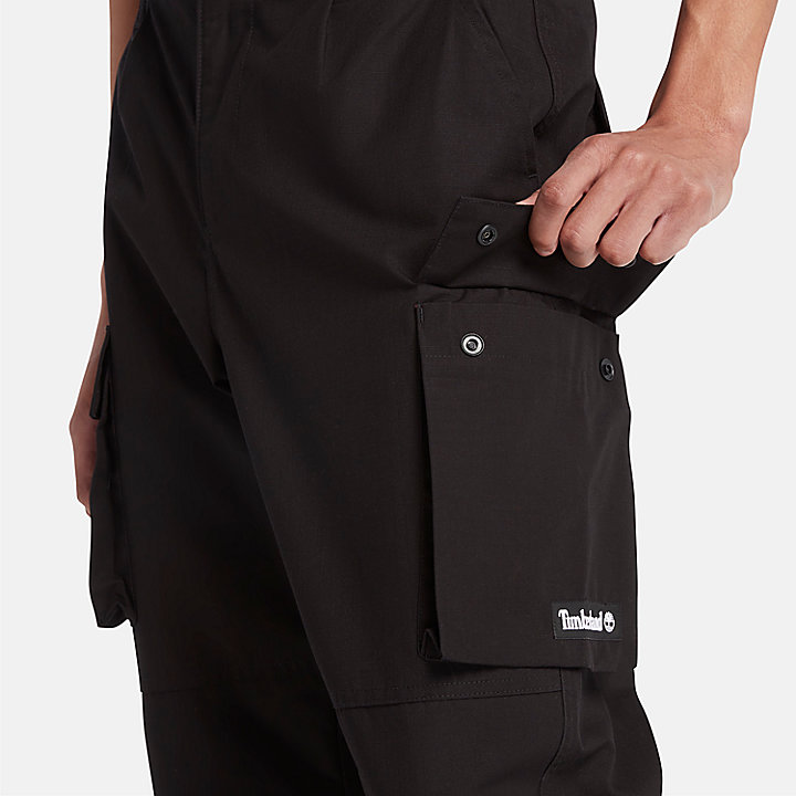 Water Repellent Cargo Trousers for Men in Black
