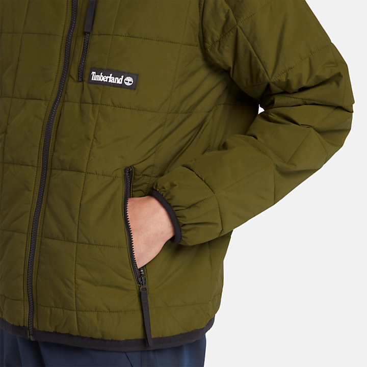 Water Repellent Quilted Insulated Jacket for Men in Green-