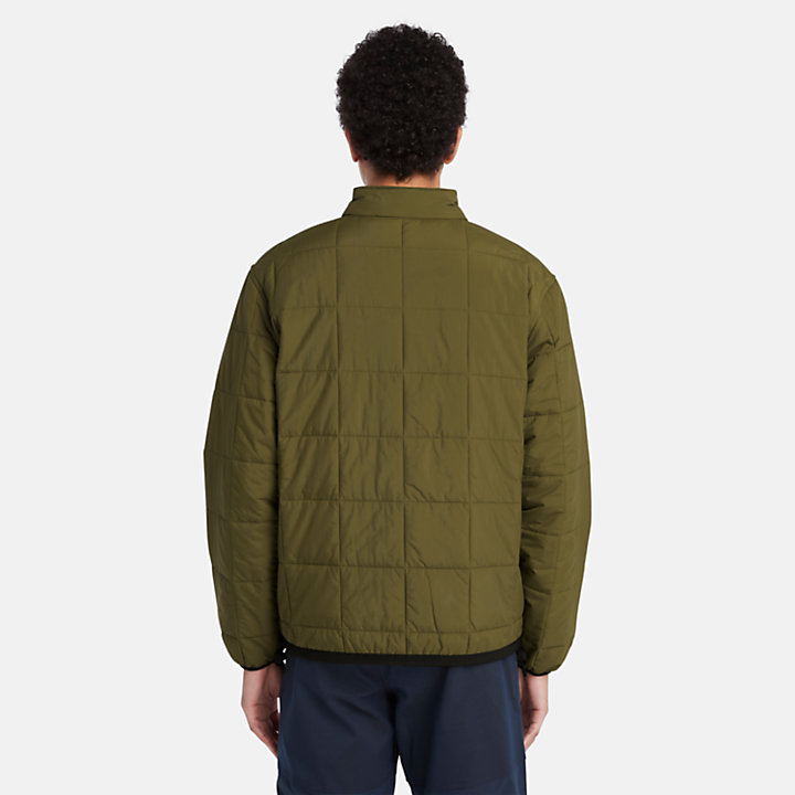 Water Repellent Quilted Insulated Jacket for Men in Green-