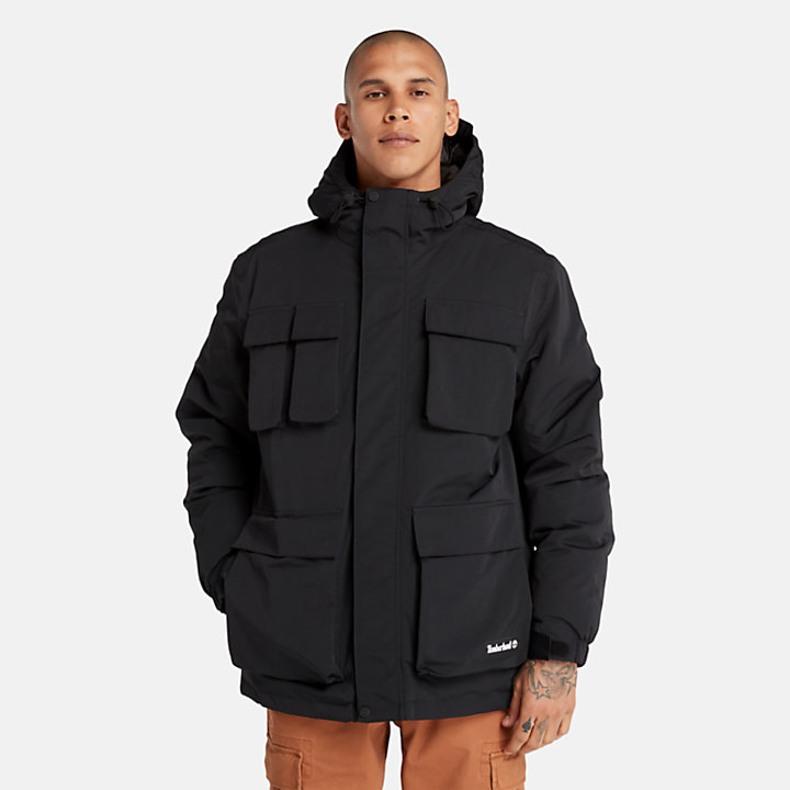 Insulated Utility Jacket for Men in Black-