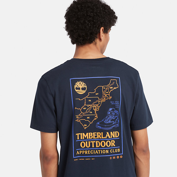 Outdoor T-shirt met print voor heren in marineblauw-