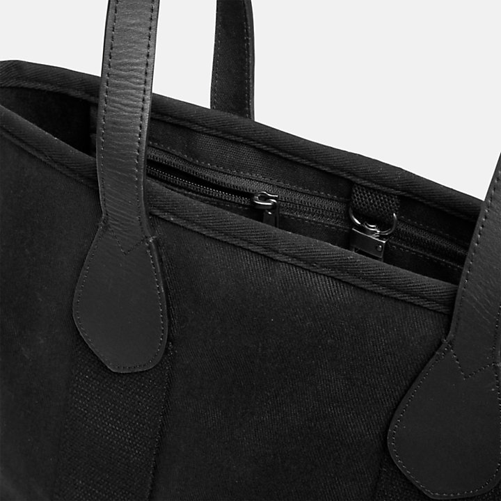 Canvas and Leather Tote for Women in Black-