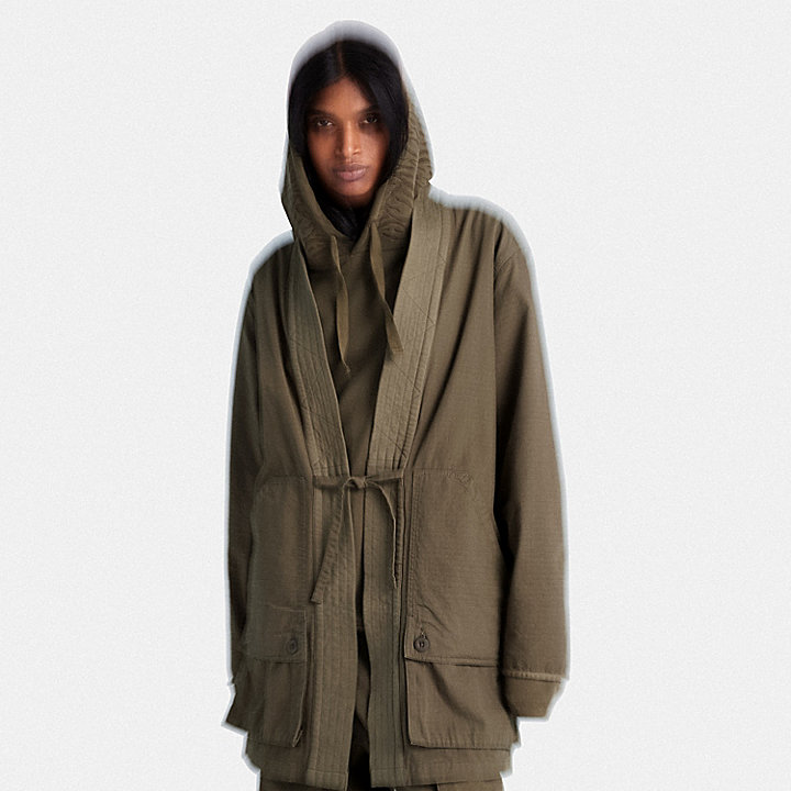 Abrigo kimono Timberland® x CLOT Future73 unisex en verde oscuro