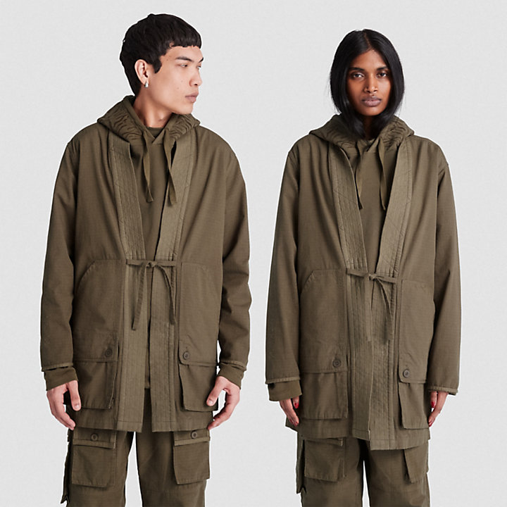 All Gender Timberland® x CLOT Future73 Kimono Chore Coat in Dark Green-