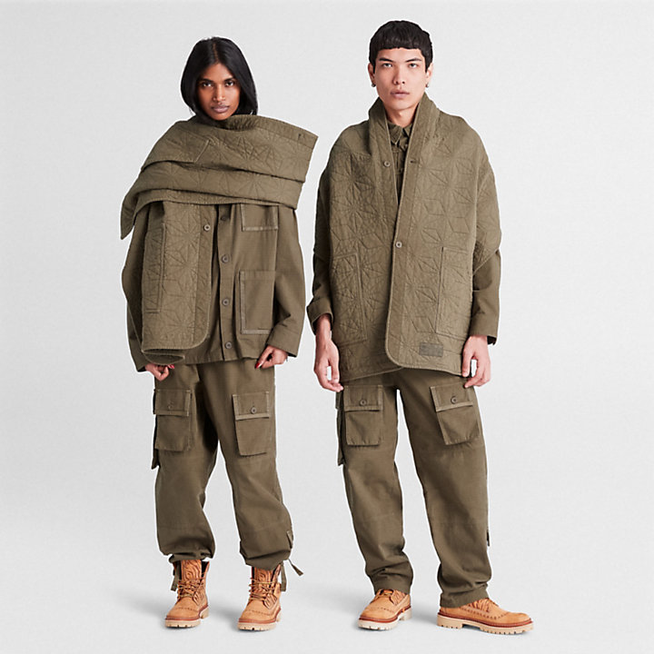Camisa Larga Timberland® x Edison Chen Future73 Kimono Sem Género em verde-escuro-