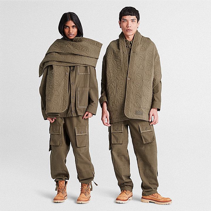 Camisa Larga Timberland® x Edison Chen Future73 Kimono Sem Género em verde-escuro