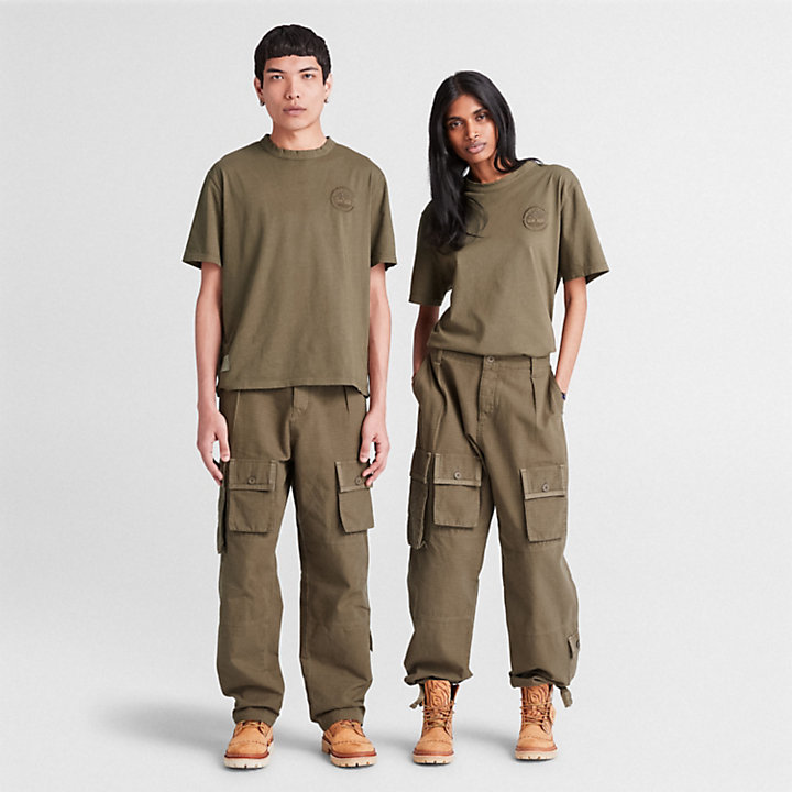 Uniseks Timberland® x CLOT Future73 T-shirt met korte mouwen in donkergroen-