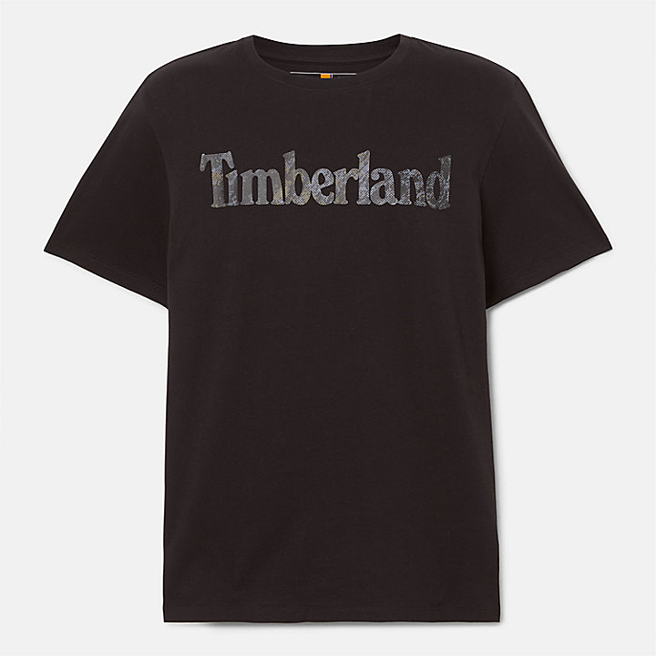 T-shirt met logo en camouflageprint voor heren in zwart