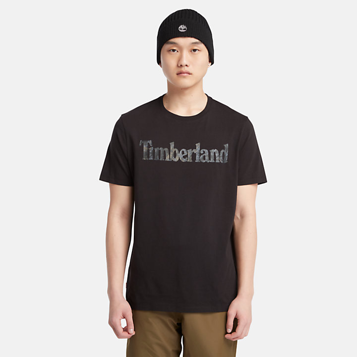 Camiseta con logotipo de camuflaje para hombre en negro-