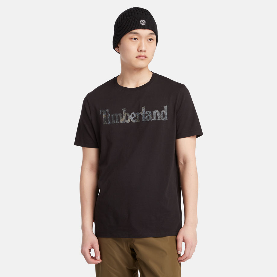 Timberland Camo Logo T-shirt For Men In Black Black, Size L
