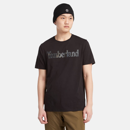 T-shirt met logo en camouflageprint voor heren in zwart | Timberland
