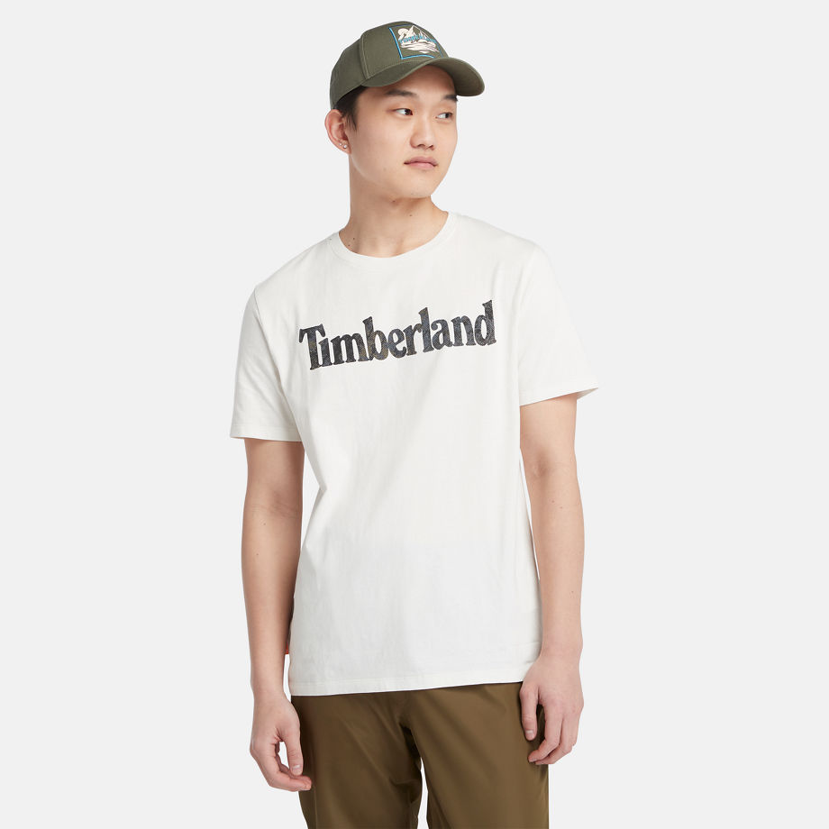 Timberland Camo Logo T-shirt For Men In White White, Size XL