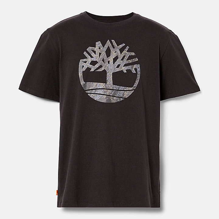 T-shirt met logo en camouflageprint voor heren in zwart