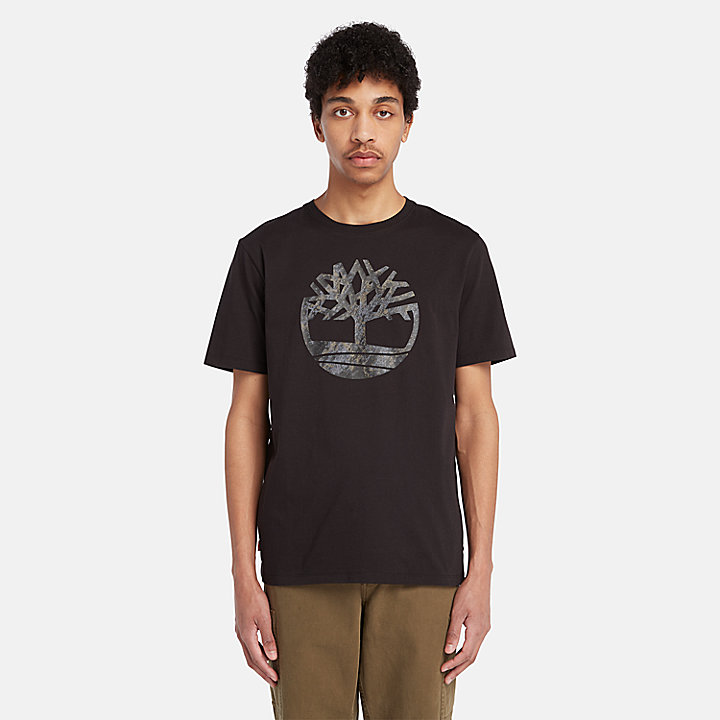 T-Shirt mit Baum-Logo im Tarn-Print für Herren in Schwarz