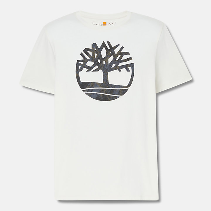 Camo Tree Logo T-Shirt for Men in White-