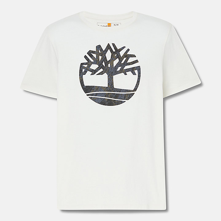 T-shirt logo arbre camouflage pour homme en blanc