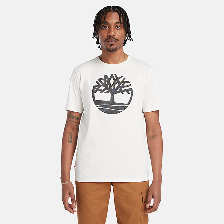 T-Shirt mit Baum-Logo im Tarn-Print für Herren in Weiß