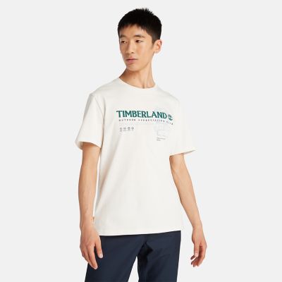 Timberland T-shirt Outdoor Graphic Para Homem Em Branco Branco