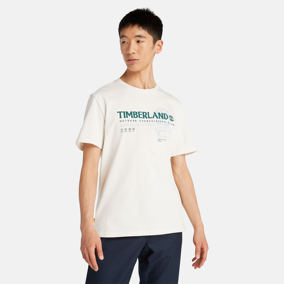 Timberland Outdoor Graphic T-shirt For Men In White White, Size S