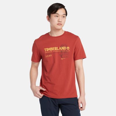 Timberland Outdoor T-shirt Met Print Voor Heren In Rood Rood
