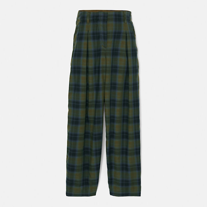 Pantalon à carreaux écossais pour femme en vert-