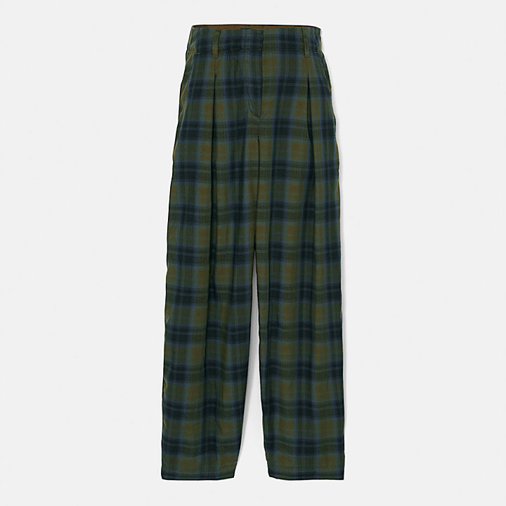 Pantalon à carreaux écossais pour femme en vert