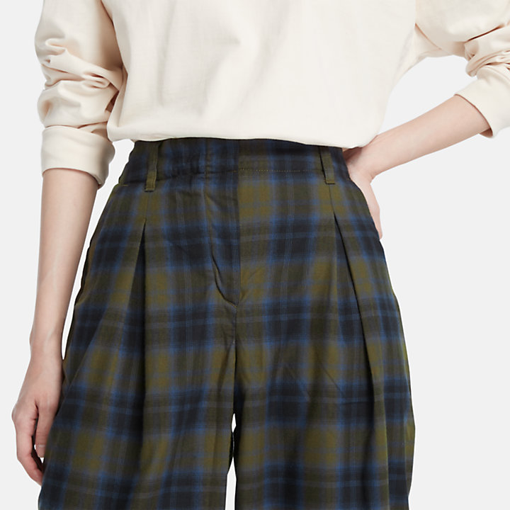 Plaid Trousers for Women in Green-