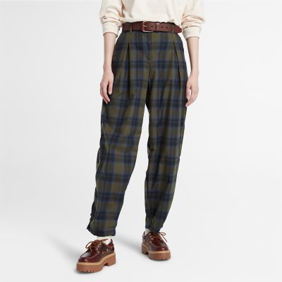 Timberland Plaid Trousers For Women In Green Green