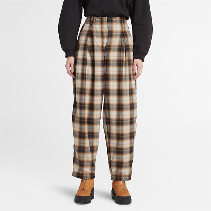 Plaid Trousers for Women in Orange-