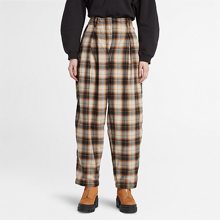 Plaid Trousers for Women in Orange