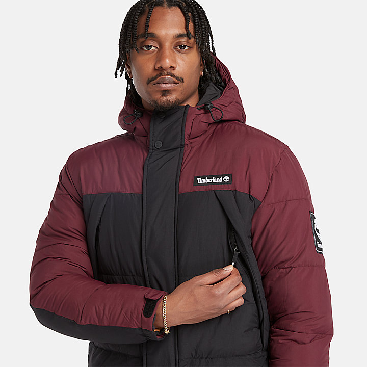 Outdoor Archive Puffer Jacket for Men in Burgundy