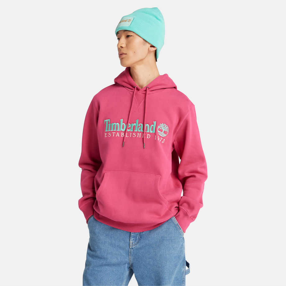 Timberland 50th Anniversary Hoodie Sweatshirt In Dark Pink Pink Unisex, Size XL