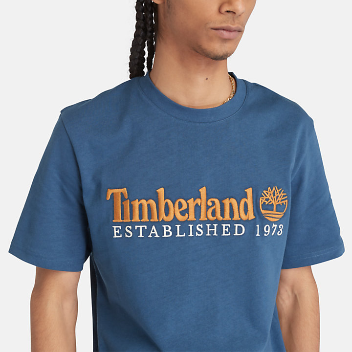 Camiseta de manga corta con logotipo para hombre en azul-
