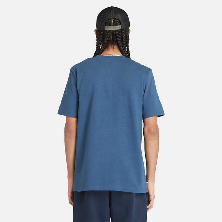 T-shirt à manches courtes et logo pour homme en bleu-