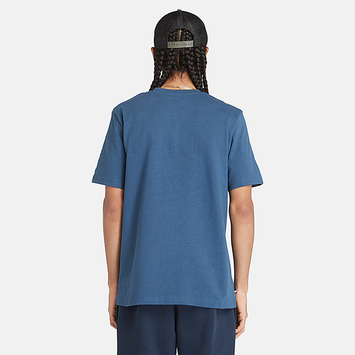 T-shirt à manches courtes et logo pour homme en bleu