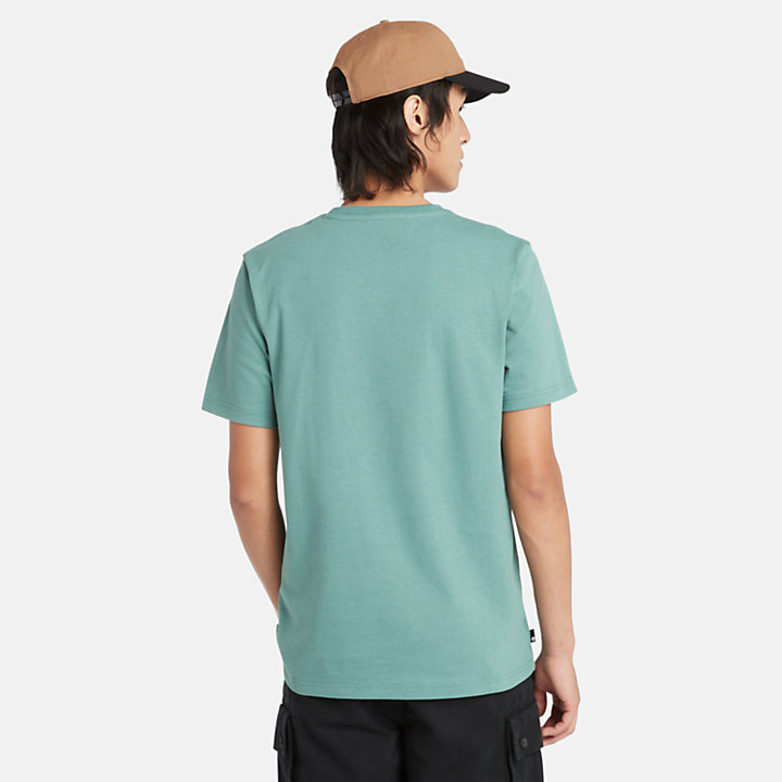 Camiseta de manga corta con logotipo para hombre en azul verdoso-