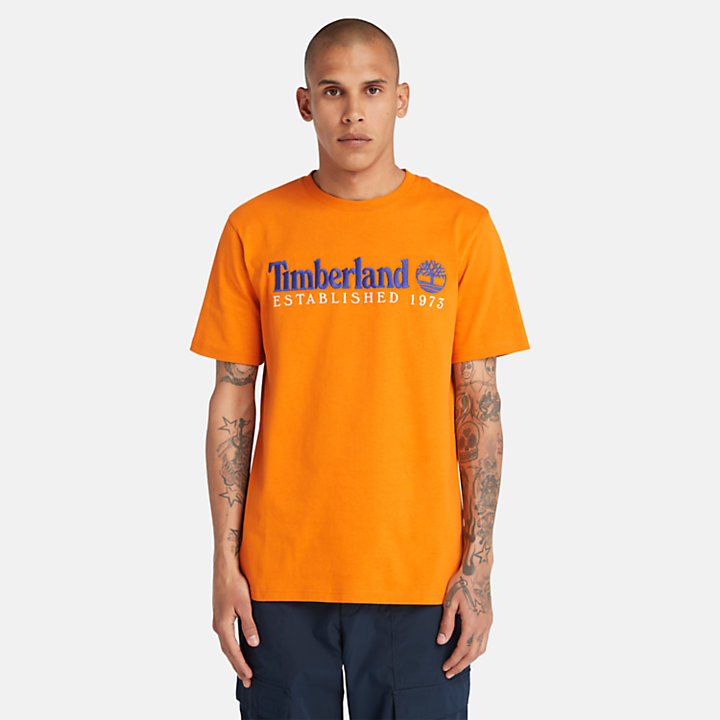 T-shirt Girocollo Est. 1973 da Uomo in arancione-
