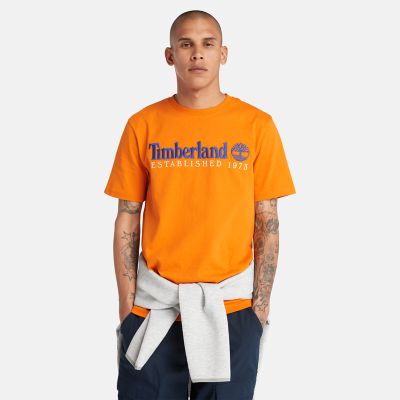Timberland Est. 1973 T-shirt Met Ronde Hals Voor Heren In Oranje Oranje