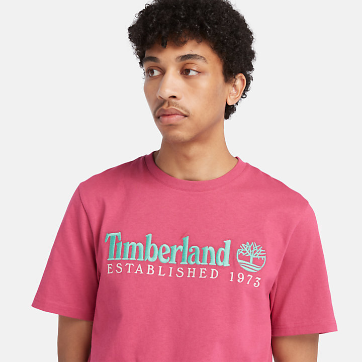 Camiseta de cuello redondo Est. 1973 para hombre en rosa-
